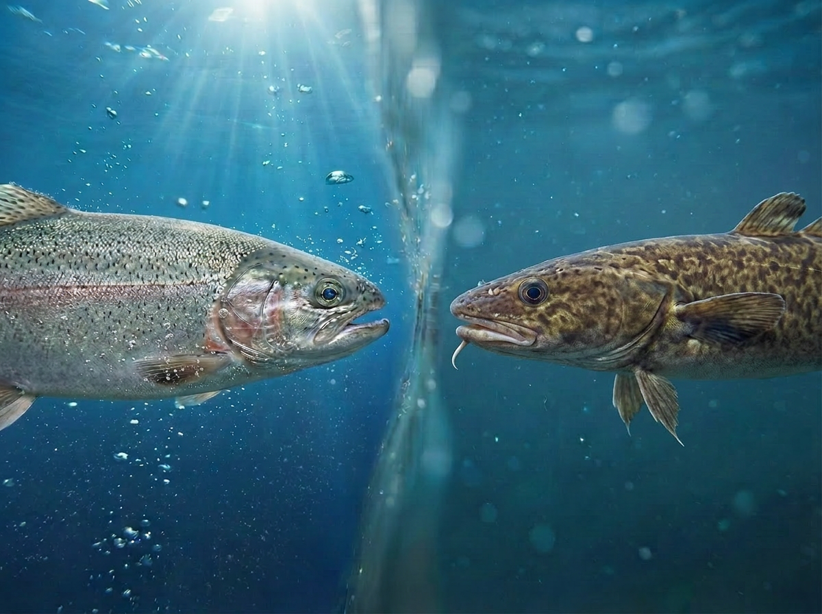 Купить радужную форель MY FISH или морского налима менёк. 